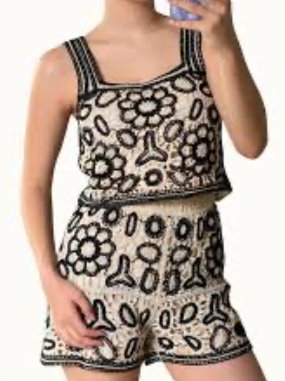 New! Rebellion Black and Cream Crochet Set